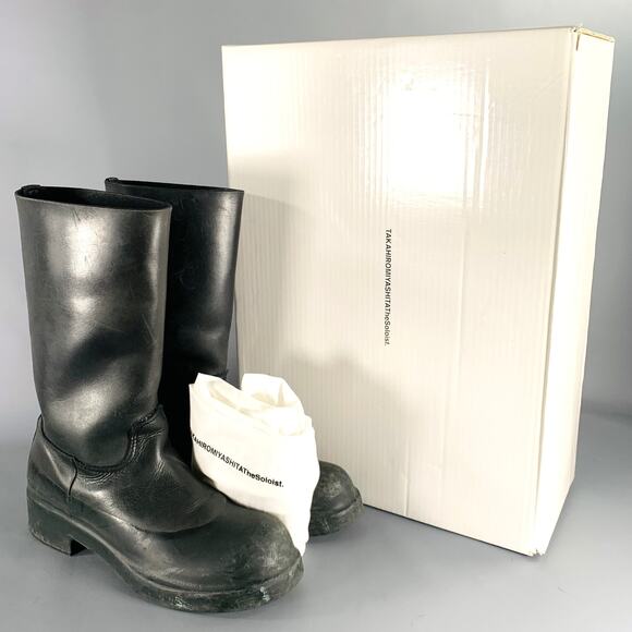TAKAHIROMIYASHITATheSoloist. Size 9 Black Leather Rubber Pull On Boots main image 7